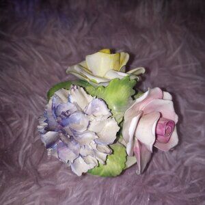 Bone china miniature flower pot and flowers